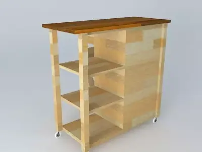 Butcher Block Basic Kitchen Cart Free 3D model