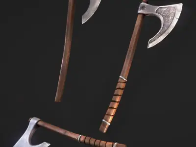 GameReady Medieval Viking Axe Pack Low-poly 3D model