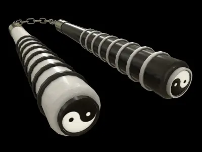 Nunchucks - Yin Yang Nunchaku Low-poly 3D model
