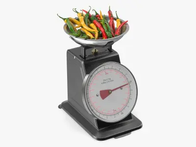 Analog Kitchen Scale with Chili Peppers Black 3D model