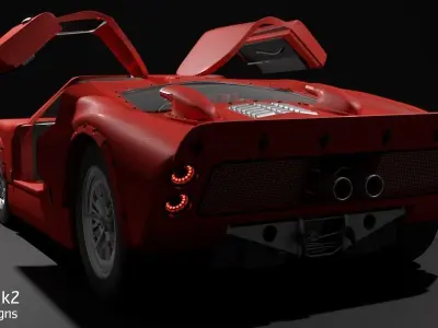GT40 with Full Interior and Engine Free 3D model