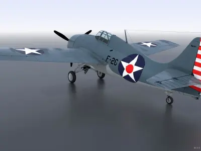 F4F-3 WILDCAT F26 Low-poly 3D model