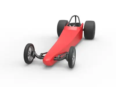 Dragster with Turbonique drag axle Scale 1 to 25 3D print model