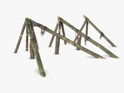 Log Ramps Obstacles WWII Low-poly 3D model