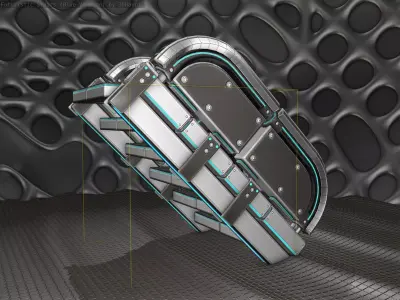 Sci-Fi Stairs - 30 - Silver Blue Neon Light Version Low-poly 3D model