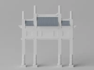 Cartoon Ancient Chinese Gate 3D model