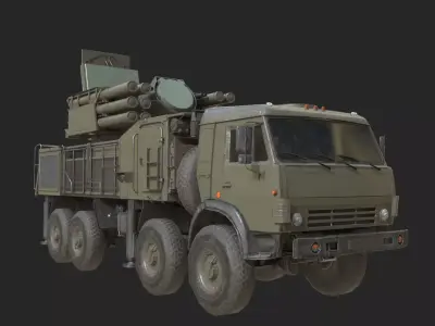 Russian Army Pantsir S1 shell close air defence system Low-poly 3D model