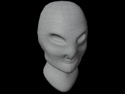 Alien creature bust Low-poly 3D model Free low-poly 3D model