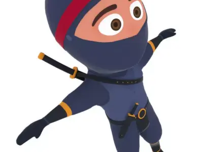 Ninja Cartoon Warrior Character Low-poly 3D model