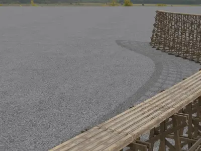 Wooden trestle bridge Low-poly 3D model