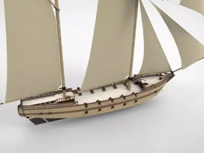 historical sailing ship 3D model