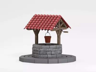 Water well Low-poly 3D model