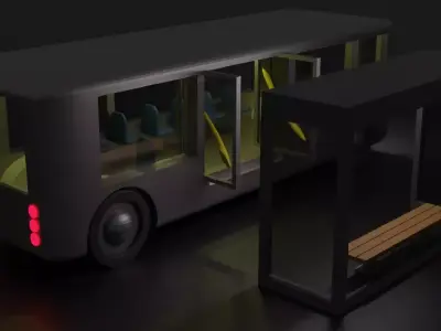 model bus with bench Free 3D model