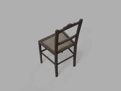 wooden chair 17th cenury Low-poly 3D model