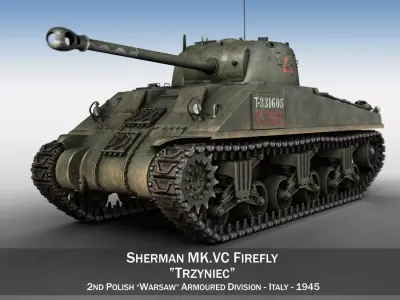 Sherman MK VC Firefly - Tryniec 3D model