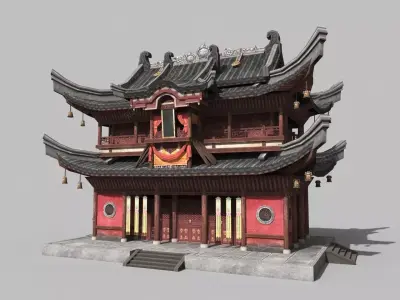 Chinese style wooden attic 3D model