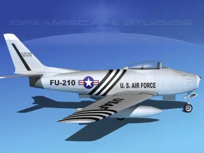 North American F-86 Sabre Jet V03 USAF 3D model