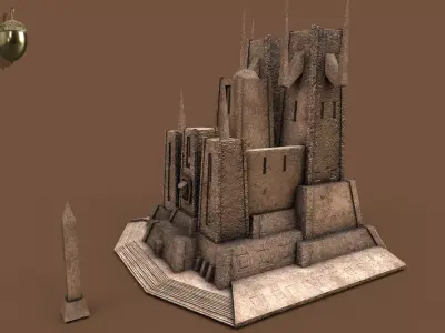 Ancient Desert Fortress - Low Poly Architecture Low-poly 3D model