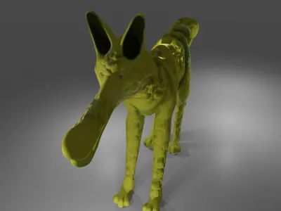 Yellow seahorse wolf hybrid creature monster Free 3D model