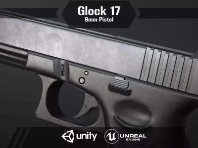 Glock 17 Pistol Low-poly 3D model