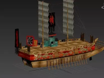 old korea battle ship panoksun korea name Low-poly 3D model