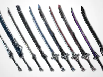 Sci-fi Swords Pack 4 Low-poly 3D model