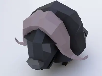 Buffalo cartoon 3d model  Low-poly 3D model