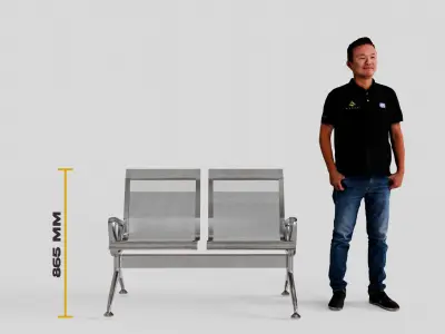 Realistic Waiting Bench GameReady Low-poly 3D model