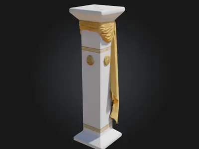 Golden Drape Pedestal  A Regal Stage for Precious Displays 3D model