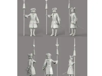 French Pikeman 17th Century 3D print model