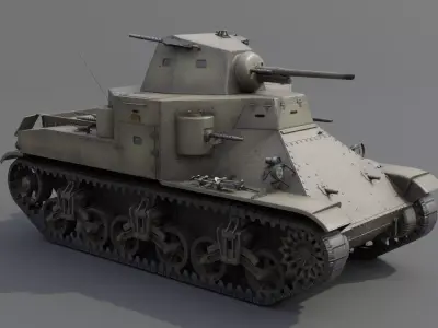 M2 Medium Tank Low-poly 3D model