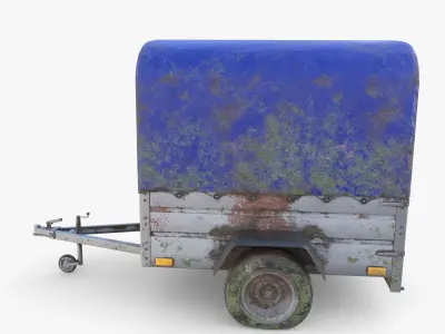 Cargo Trailer v4 weathered Low-poly 3D model