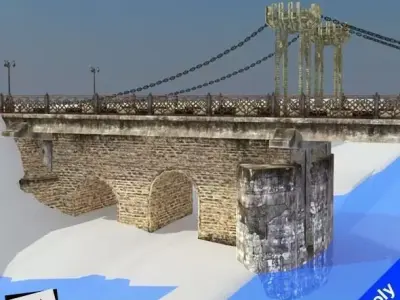 Chain Bridge Kutaisi Low-poly 3D model