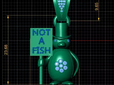 Golden Penguin Pendant Not A Fish 3D Printable Model 3D print model