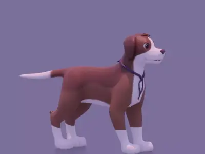 Cartoony Dog Low-poly 3D model