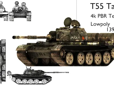 Tank-T55 toy tank Low-poly 3D model