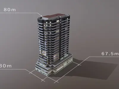 Building Erevan Avnik Low-poly 3D model