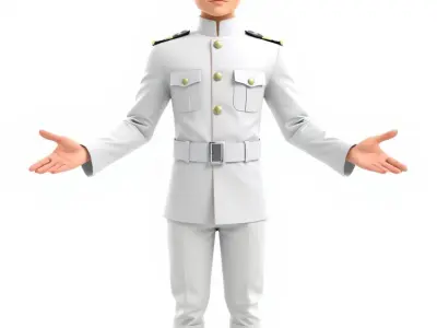 Animated Military Officer Character Model Rigged for Games Low-poly 3D model
