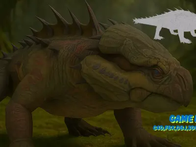 Reptilian Guardian of the Mossy Forest  Game Ready 3D Model Low-poly 3D model