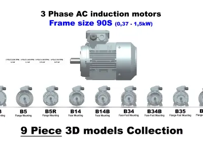 3 Phase AC induction motors - Frame size 90S 3D model