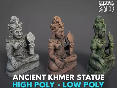 Ancient Khmer Statue13-250523 Low-poly 3D model