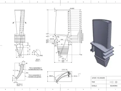 Turbine blade 3D print model