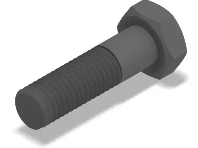 Bolt Partial Thread Hexagonal Head M14x50mm 3D model