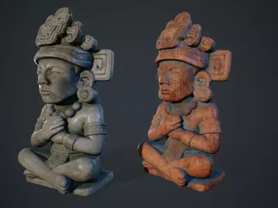 Aztec Statue 02 PBR Low-poly 3D model