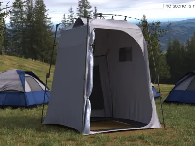 Portable Hygiene Tent With Frame Structure Gray 3D model