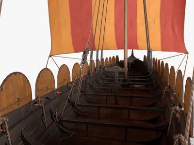 Viking Longship Low-poly 3D model