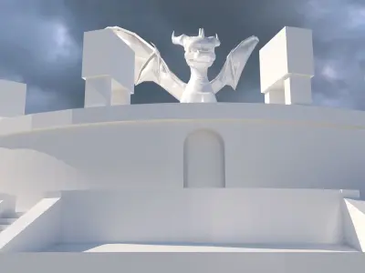 Low Poly - city building - Mausoleum 3d Model statue Low-poly 3D model