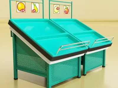 Fruits Stand Store Display Smoothable 3D model