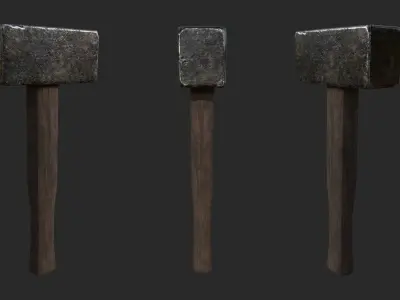 Medieval Blacksmith Hammer 3D model