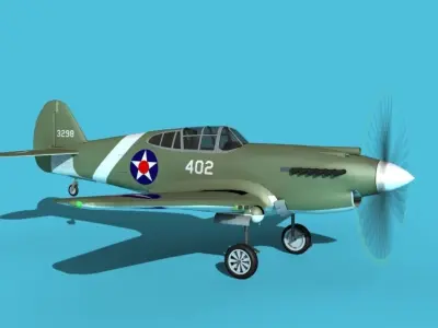 Curtiss P-40B Warhawk V02 USAAF 3D model